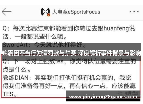 魏震因不当行为遭罚款与禁赛 深度解析事件背景与影响